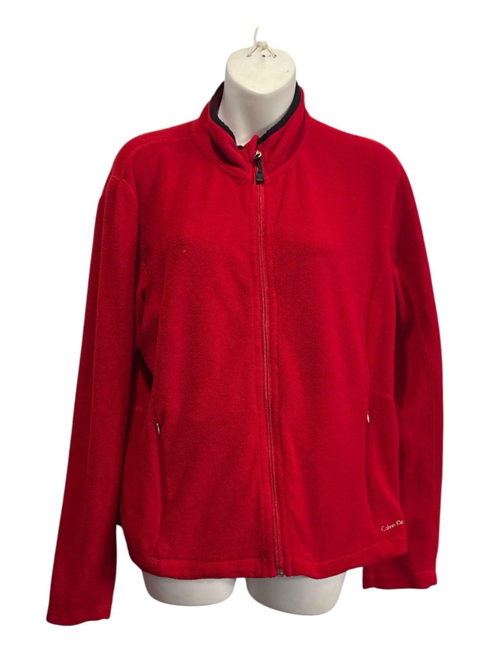 Calvin Klein Red Full-Zip Teddy Fleece Jacket size large